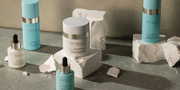 Group shot of various MATTER OF FACT skincare products